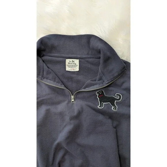 The Black Dog Women's XL Navy Blue Quarter-Zip Cotton Sweater - Picture 3 of 11